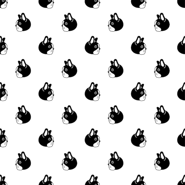 dog seamless pattern french bulldog pet head face cartoon character