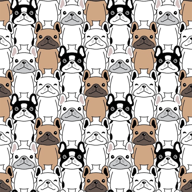 dog seamless pattern french bulldog pet puppy cartoon character