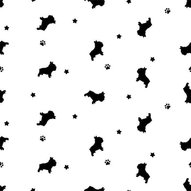 Dog seamless pattern french bulldog star cartoon