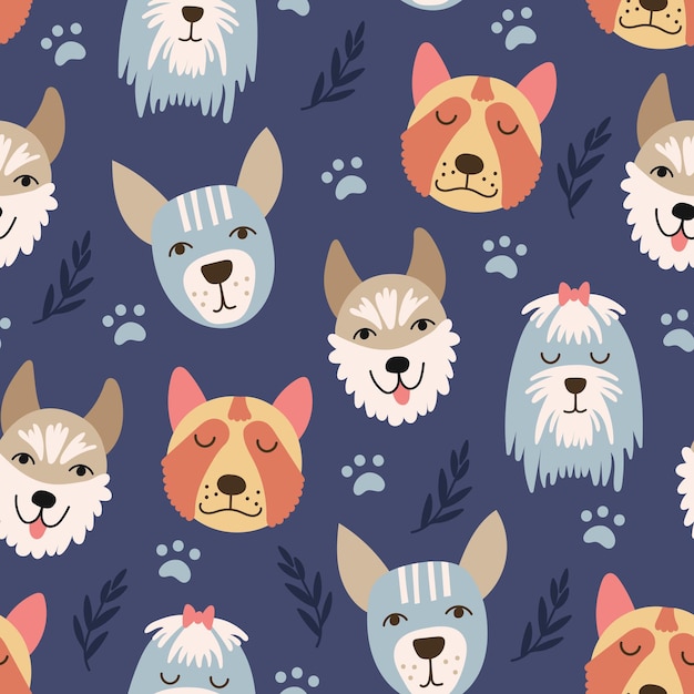 Dog Seamless Pattern Vector illustration