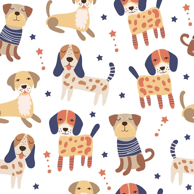 Dog Seamless Pattern Vector illustration