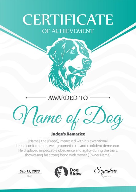 Dog Show Certificate Vector Illustration