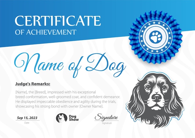 Dog Show Certificate Vector Illustration