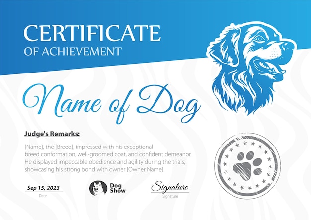 Dog Show Certificate Vector Illustration