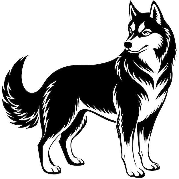 dog silhouette black and white vector illustration in white background