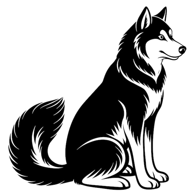 dog silhouette black and white vector illustration in white background