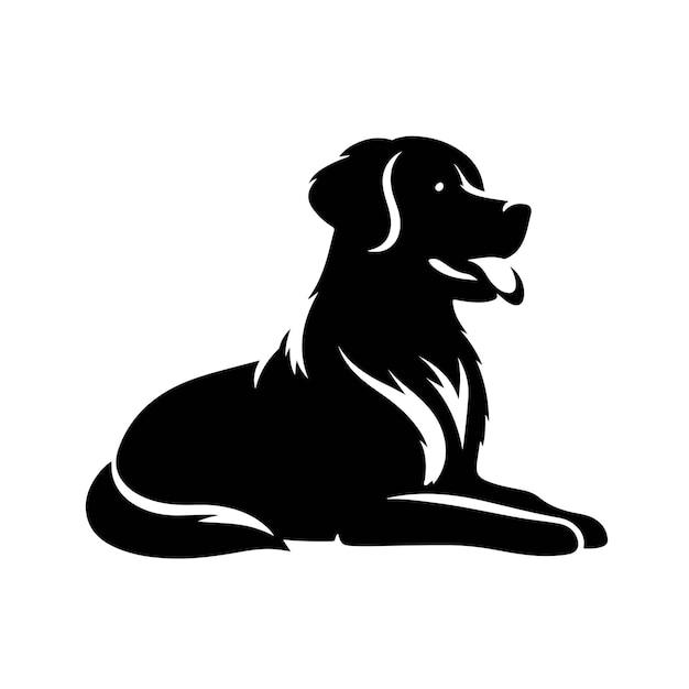 Dog silhouette black and white vector illustration