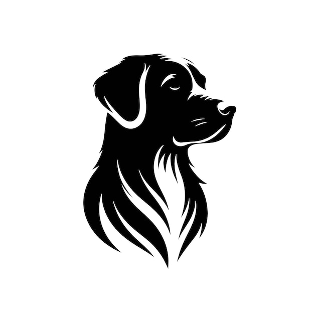 Dog silhouette black and white vector illustration