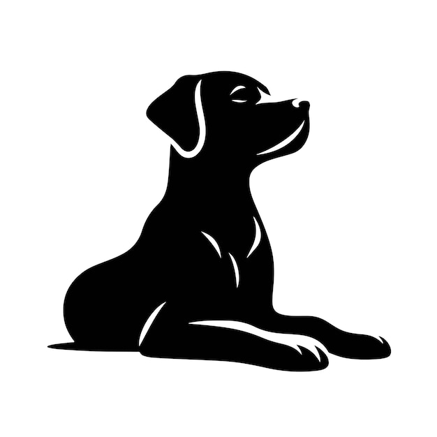 Dog silhouette black and white vector illustration