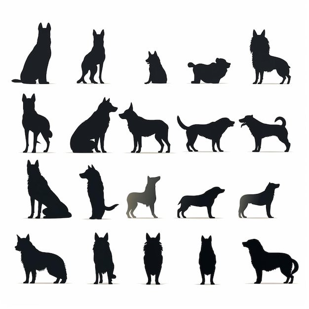 Dog silhouettes cartoon vector