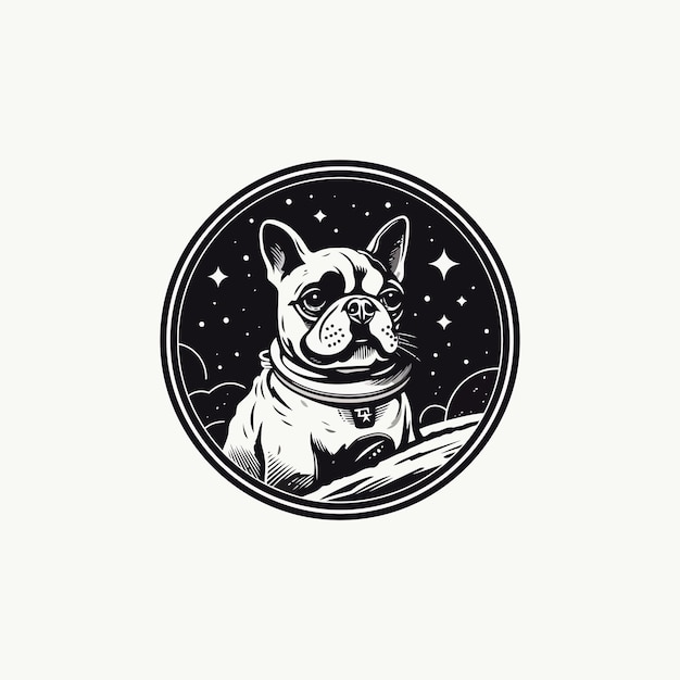 Dog in space logo vector icon design template