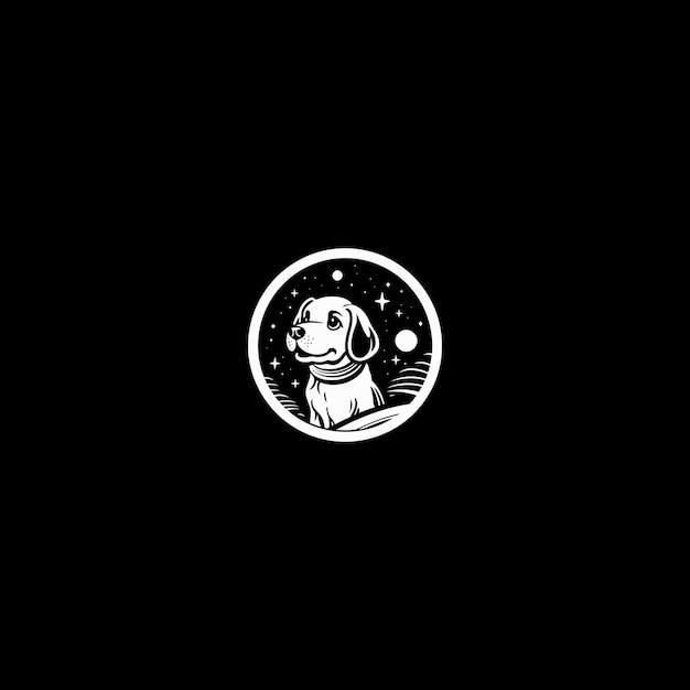 Vector dog in space logo vector icon flat design