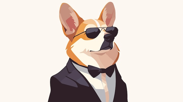 Vector a dog in a suit and sunglasses is wearing a suit and sunglasses