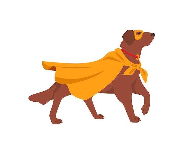 Dog superhero character in yellow cloak vector