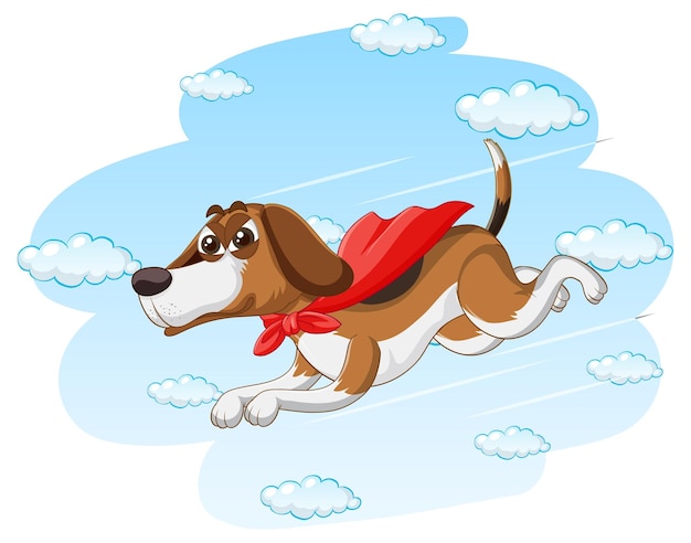 A dog superhero on sky background