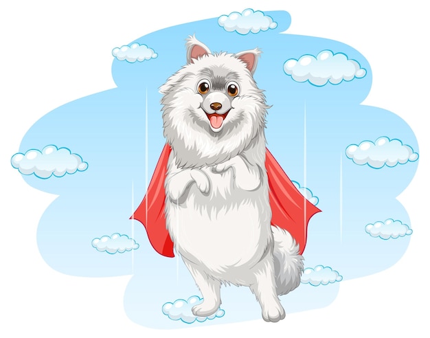 A dog superhero on sky background