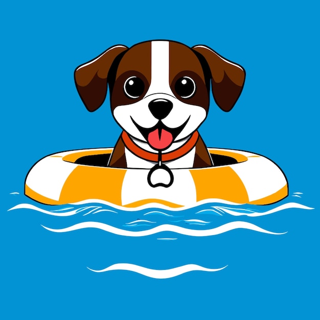 Vector dog swimming in pool vector illustration cartoon