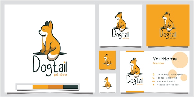 dog tail pet store logo design with business card