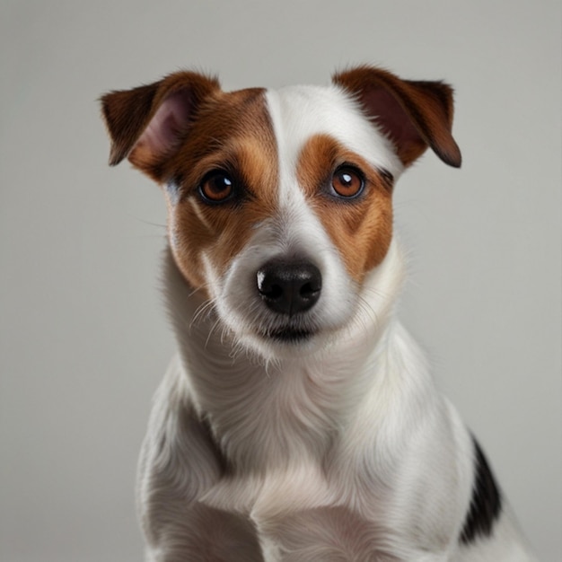 Vector a dog that is sitting in front of a gray background