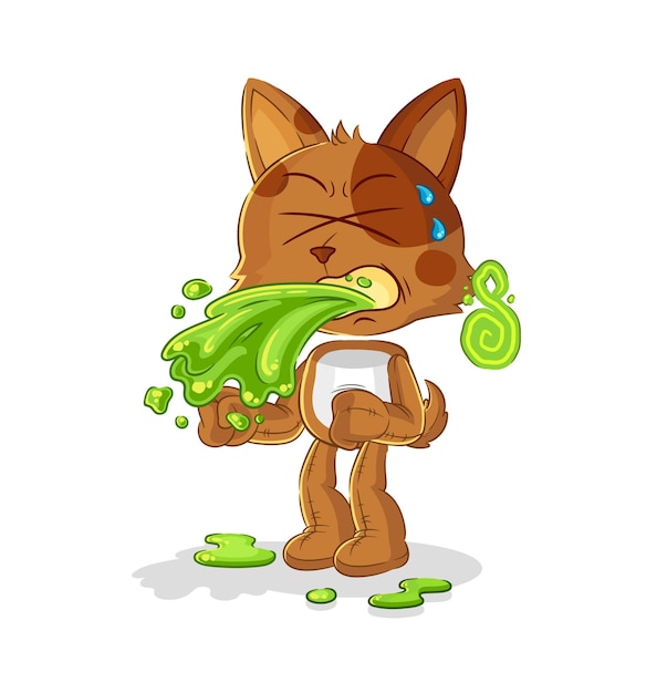 Dog throw up cartoon cartoon mascot vector