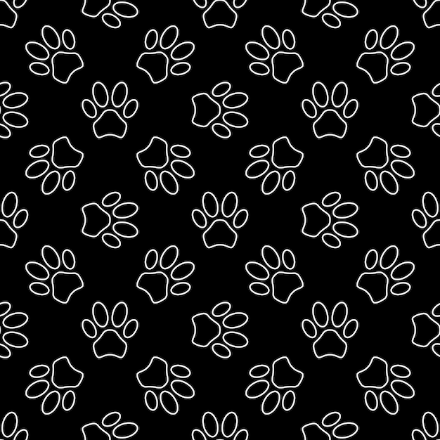 Dog Trace Paw Prints dark seamless repeating background