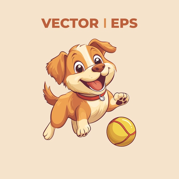 Vector dog vector art illustration eps 10 format dog playing football vector