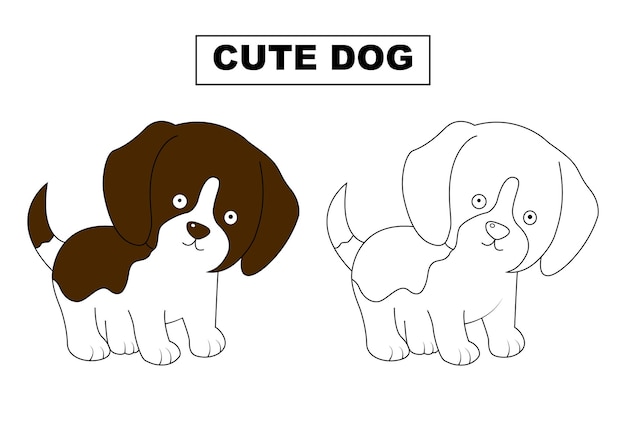 Dog vector illustration and line art