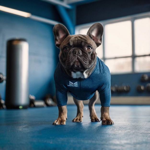 Vector a dog wearing a blue shirt that says  the  on it