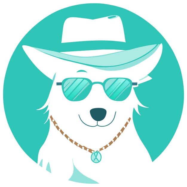 Vector a dog wearing a hat and sunglasses vector illustration flat 2