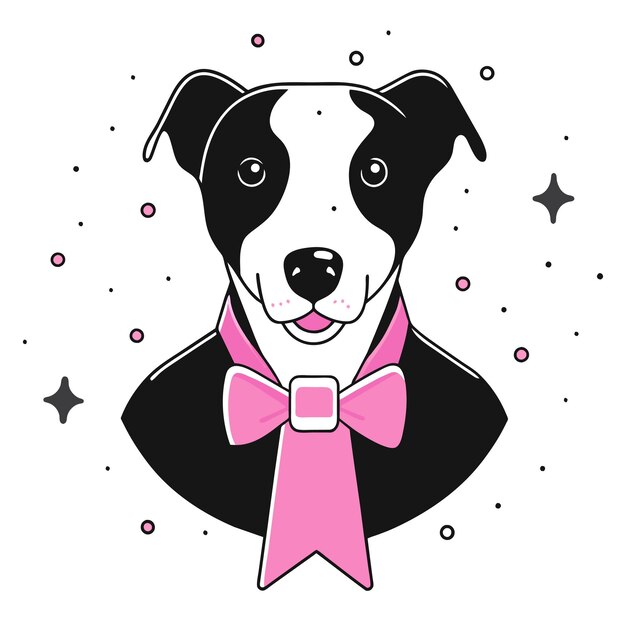 Vector a dog wearing a pink bow logo