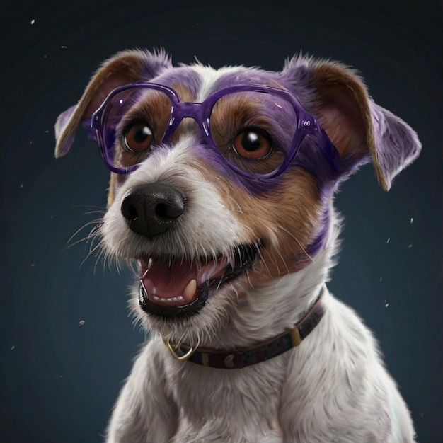 Vector a dog wearing a purple goggles and a purple hat