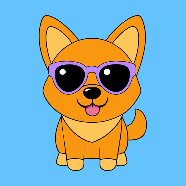 Vector dog wearing sunglasses vector illustration kawaii