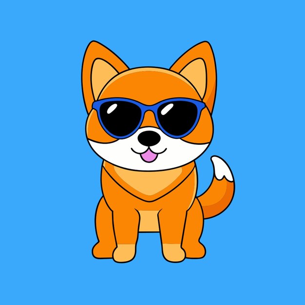 Vector dog wearing sunglasses vector illustration kawaii