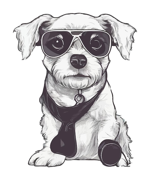 Vector a dog wearing sunglasses with a tie on it