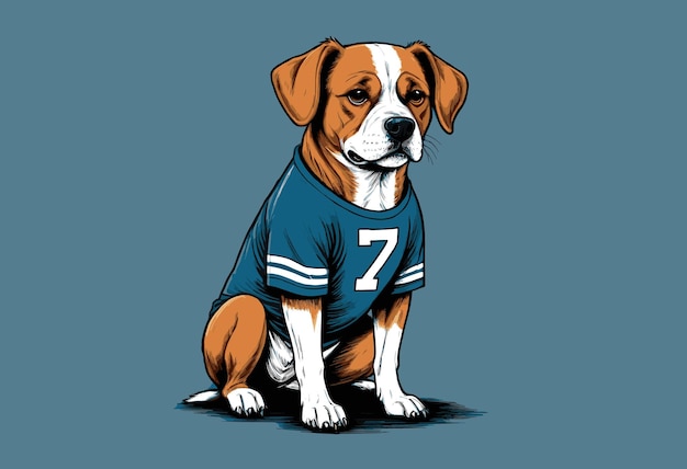 Dog Wears American Football Jersey