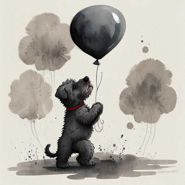 a dog with a balloon that says  a dog