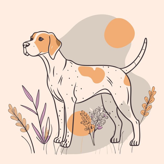 a dog with a brown spot on its back stands in tall grass