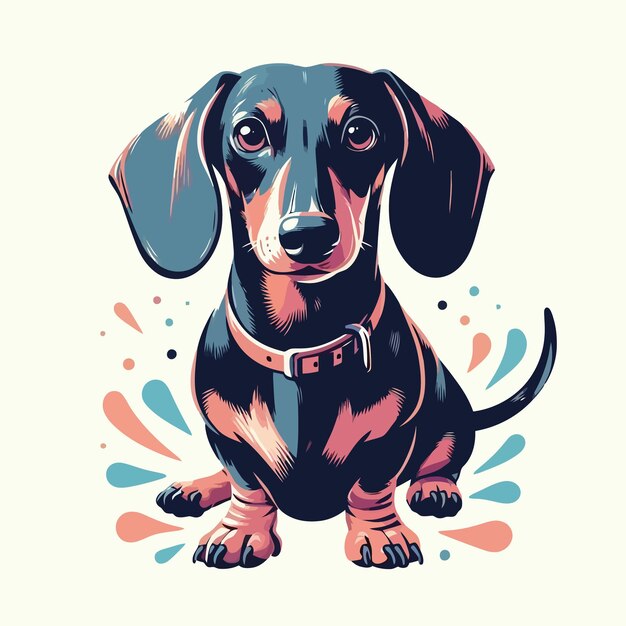 Vector a dog with a collar that says dachshund