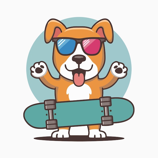 Vector dog with goggles and skateboard vector illustration