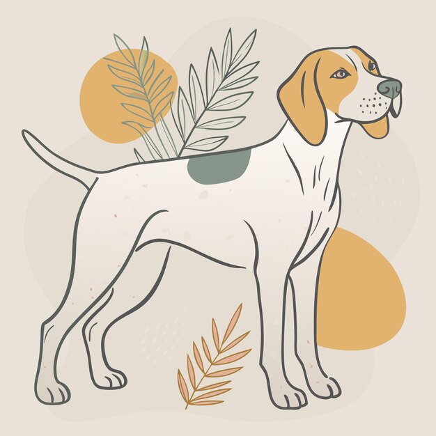 Vector a dog with a hat on its head and a palm leaf on the top of it