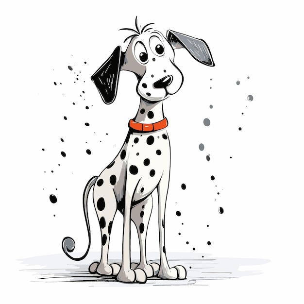 Vector a dog with a red collar and a red collar with spots on it