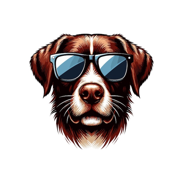 a dog with sunglasses Dog illustration in a cute style