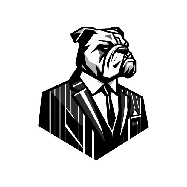 Vector a dog with a tie and a tie that says bulldog businessman with dog face