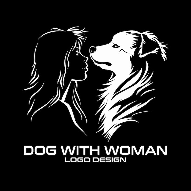 Dog With Woman Vector Logo Design