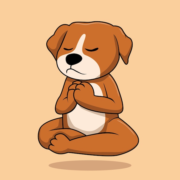 Dog Yoga Animals Cartoon isolated on beige