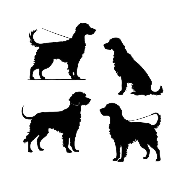 Dogisolated animals silhouette set vector template