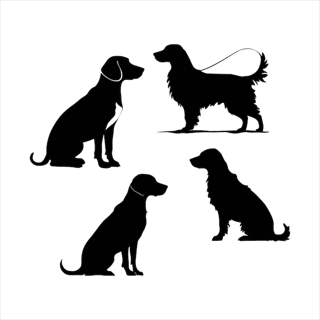 Dogisolated animals silhouette set vector template