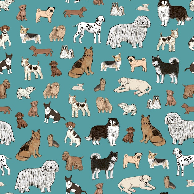 dogs animal vector seamless pattern