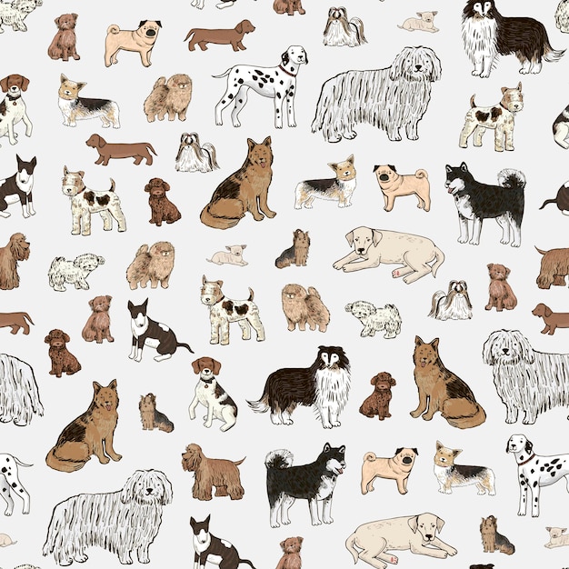 Vector dogs animal vector seamless pattern