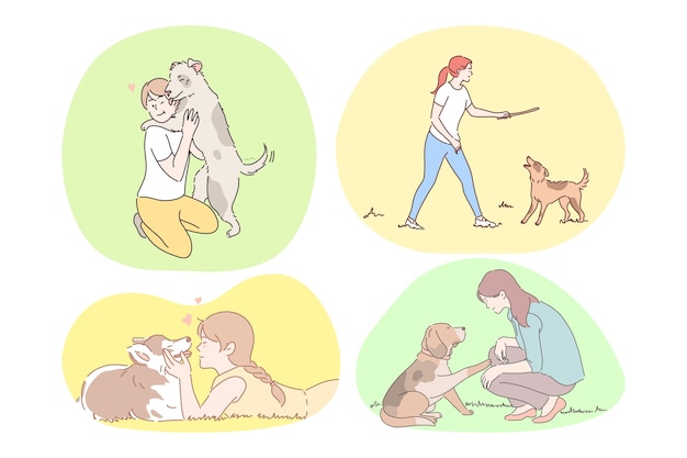 Dogs companionship and friendship concept